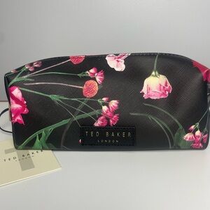 NWT Ted Baker Black Floral Cosmetic Bag/ Pouch.